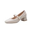 Zapatos Mary Jane para Mujer 2026 Primavera y Otoño Nuevo Estilo Tacón Grueso Zapatos de una Sola Tira Poco Profundos Punta Cuadrada Tacones Altos Cheongsam Hanfu