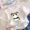 Camiseta Blanca de Verano para Niños Estampada de Moda Ropa Corta para Niñas Manga Corta 2024 Nueva Ropa para Niños Top Transpirable Media Manga