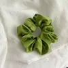 Sencillo y elegante banda elástica para el pelo de malla verde satinada para coleta alta, cuerda para coleta de alta calidad, accesorio para el pelo para mujer