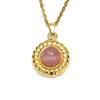 Venda quente transfronteiriça retro luxo leve nicho pedra preciosa natural colar feminino banhado a ouro 18K padrão redondo corrente clavícula de aço titânio