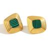 Moda Europeia e Americana Nicho Luz de Luxo Retrô Anel Aço Inoxidável Banhado a Ouro 18K Personalizado Rosca Trapezoidal Brincos Acrílicos