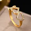 Anillo Exquisito de Circonita Súper Brillante de Celebridad de Internet para Niñas, Lujo Ligero de Alta Gama, Anillo Ajustable de Apertura, Simple con Electrochapado en Oro Real
