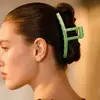 Pinza de Tiburón en Forma de T con Patrón de Mármol de Gama Alta para Cabello Semirrecogido en la Parte Trasera de la Cabeza, Estilo Coreano Pinza Grande de 13 cm para Mujeres