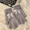 Luvas de Tela Sensível ao Toque para Manter Meninas Aquecidas, Luvas Quentes com Laço, Luvas de Ciclismo, Luvas de Pelúcia para Outono e Inverno com Dedos