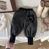Calça de Bebê Outono e Inverno Calça de Perna de Ursinho para Menino com Forro de Lã Calça de Moletom Grossa Calça Quente de Inverno para Bebê Crianças