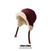 Gorra de aviador de lana de cordero con forro polar para mujer, Gorro lindo para proteger las orejas en invierno, Gorro Lei Feng grueso y cálido para hombre, Moderno