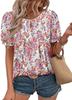 2025 Estación Independiente Europea y Americana de Amazon Nuevo Estampado Floral Cuello Redondo Agujero de Flor Camiseta Casual Manga Corta Flor Plegada Mujer