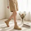 Botas curtas elásticas clássicas retrô de sola grossa, novas botas tipo meia femininas 2026, botas finas vintage de camurça com sola grossa