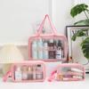 Caixa de Armazenamento Portátil Simples Bolsa de Higiene Transparente de Viagem Portátil Pu Impermeável Fosca Bolsa de Maquiagem Bolsa de Armazenamento de Cosméticos