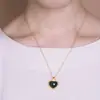 Jade Hetian Natural Plata de Ley S925 Zafiro temperamento personalidad forma de corazón Cadena de colgante para Dama temperamento clásico marea nacional