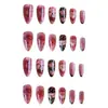 Wm-243 Uñas Postizas Letra Dulce Almendra Lindas Dibujos Animados Cereza Día de San Valentín 24 Piezas Uñas Portátiles Venta al por Mayor