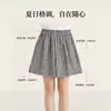 Shorts de Algodão Xadrez 2026 Verão Novo Estilo Solto Emagrecedor Cintura Alta Casual Esportivo Calças Casuais para Mulheres