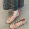 Zapatos de Ballet Estilo Hada para Combinar con Faldas, Nuevo 2025 Estilo Francés Elegante Suave Lazo Boca Baja Tacón Oculto Zapatos de Noche