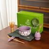 Conjunto de Chá Matcha de 8 Peças Tigela de Matcha de Cerâmica Verde com Bico Caixa Colorida Cem Peças Xadrez Transfronteiriço Flor de Cerejeira