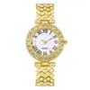 Relógio Feminino Popular de Moda Cravejado com Diamantes, Relógio de Quartzo Romano, Estilo Pulseira, Relógio de Moda de Luxo para Meninas