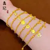 Pulsera de pepitas de oro estilo tienda de oro con diseños de pata de gato, pentagrama, terrón de azúcar y trébol de cuatro hojas, joyería de mujer moderna y versátil al por mayor