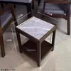 Mesa de Café Mahjong de Gama Alta con Forma de Abanico para Hotel Madera Maciza Placa de Roca Pequeño Estante de Almacenamiento Sala de Ajedrez y Cartas Estante para Agua de Té Especial para Casa de Té Antiescaldado