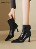 Botas nuevas de tacón grueso con punta fina y tacón alto, ajuste ceñido, versátiles y elegantes, botines cortos, moda europea y americana 2026, botas elásticas de otoño para mujer