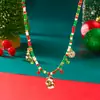 Collar Navideño con Colgante de Muñeco de Nieve con Campana, Goteo de Aceite Transfronterizo Europeo y Americano, Cuentas de Arroz Bloqueado por Color Retro para Mujer, Collar para Fiesta Navideña