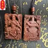 Talla en madera de azufaifo Dragón Real Guan Gong cadena para suéter hueco sentado Guan Ye tarjeta de madera colgante de collar portátil colgante joyería