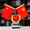 Decoración de bandera de escritorio ejecutiva, decoración de bandera nacional para sala de conferencias, portalápices de cristal de alta gama personalizado, regalo de bandera roja grande para escritorio
