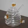 Tarro de Miel de Vid Pequeño con Forma de Panal, Tarro Casero para Mermelada con Palillo Mezclador