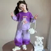 Conjunto de Otoño Degradado para Niñas Nueva Moda Infantil Estampado de Dibujos Animados Ropa de Bebé Conjunto Deportivo de Dos Piezas para Otoño