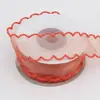 Fita de Renda de Seda Brilhante com Borda de 2,5cm, Fita Ondulada, Fita de Chiffon, Acessórios para Presente DIY, Fita Floral