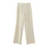 Pantalones Rectos de Pierna Ancha para Mujer con Cordón, Bolsillo de Seda Bemberg Cupro Seda de Morera, Spandex Hyosung, que Ocultan la Figura/Tb2663