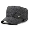 Chapéu de Aba Reta para Homens no Inverno, Engrossado para Prevenir o Frio, Casual para Homens de Meia-Idade e Idosos Primavera e Outono Quente para Idosos Proteção Auricular Boné de Aba para Idosos
