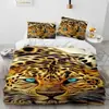 Conjunto de Três Peças com Impressão Digital de Animais 3D Roupa de Cama Exportação Europeia e Americana Amazon Têxtil para Casa Roupa de Cama Personalizada com Fotos