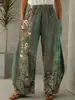 Pantalones Casuales de Primavera Transfronterizos con Estampado Digital 3D Patrón Floral Retro Pantalones Anchos Finos para Mujer Estilo Primavera Europeo y Americano
