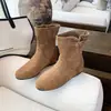 Botines casuales para mujer, colección otoño/invierno 2026, con tacón oculto, punta redonda, estilo botín Martin, suela plana, efecto adelgazante y un diseño de bota vaquera occidental
