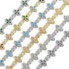 Collar de trébol de cuatro hojas europeo y americano hip-hop, moderno, a la moda, genial, de alta gama, circonita 5A, cadena de infinito colorida, collar para hombre, joyería