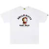 Algodão puro marca da moda BAPE cabeça de macaco 260g fio duplo manga curta estampa de tubarão macaco camiseta top para adolescentes uso casual