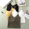 Outono Cor Pura Pode Ser Usado Fora do Peito Pequeno Suspbottomer Íntimos com Bojos Top Tubinho Camiseta para Usar por Baixo Colete Sexy de Costas Bonitas para Mulheres