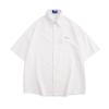 Camisas Americanas Retro de Color Puro de Manga Corta para Hombre y Mujer en Verano Diseño Simple de Calle Holgadas Bf Pareja Camisas Casuales