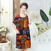 Camisola de Algodão e Seda Artificial Pronta, Saia de Algodão e Seda Solta e Confortável Plus Size, Vestido de Mãe, Camisola de Algodão e Seda