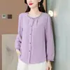 Camisa de algodón y lino bordada para mujer, nueva blusa elegante vintage que rejuvenece para el otoño de 2025, top moderno de algodón y lino