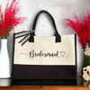 Bolsa Tote Doble Blanco y Negro para Novia Color Brillante Moderna Fiesta de Despedida de Soltera Decoración de Boda Luna de Miel