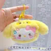 Pingente de pelúcia popular com guizo, chaveiro de gatinho fofo, enfeite para pendurar, brinquedo de pelúcia de máquina de pegar bichinhos de pelúcia