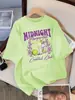 Camiseta de Diseño Club de Cócteles Margarita de Medianoche Cuello Redondo Holgada Manga Corta Moda Algodón Superior Casual Verano Mujer