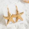 Pendientes Dorados de Estrella de Mar con Conchas Transfronterizos Europeos y Americanos Estilo Playa de Verano Estilo Vacaciones Sencillos y de Moda
