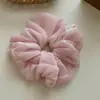 Anillo para el pelo esponjoso estilo perezoso, anillo para el pelo suave y elástico color macarrón, simple para la parte trasera de la cabeza, cola de caballo, textura de flor, cuerda para la cabeza