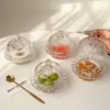 Taza tipo nido de pájaro de vidrio estilo europeo para uso doméstico, con sensación de alta gama, con tapa, tazón para postre de frutas, tazón creativo estilo Ins para agua azucarada, taza para dulces