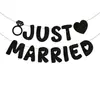 Amazon justmarried letra brilhante casamento colorido banner de guirlanda de aniversário adereços de atmosfera