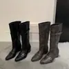 Botas de moda de diseño único, a media pantorrilla, de punta, que realzan la altura para mujeres petite, botines, botas altas, botas de mujer, no hasta la rodilla