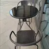 Conjunto de mesa e cadeiras de exterior com guarda-sol, conjunto de três peças de mesa e cadeiras de jardim ao ar livre para pátio, mesa dobrável de lazer para varanda externa de casa