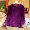 Nova Base de Veludo Vintage Outono e Inverno Estilo Chinês Punho Melhorado Costurado Top Emagrecedor de Manga Longa para Mulheres