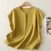Camiseta de Verão Novo Estilo para Mulheres, Cor Sólida, Caimento Solto, Emagrecedora, Gola Redonda, Manga Curta, Pulôver, Design Curto, Top Juvenil